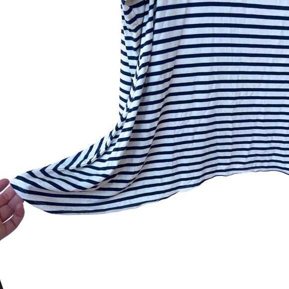 Cabi 561 Navy White Striped Sharkbite Asymmetrical Long Sleeve Top M Nautical - Picture 8 of 8